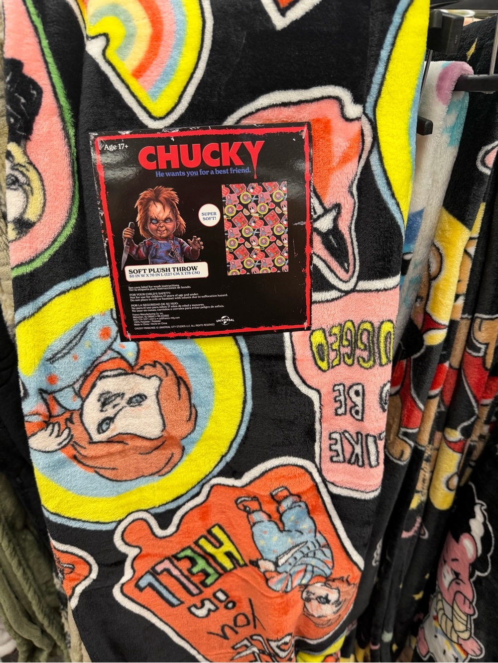 Chucky Black Multi-Color throw blanket